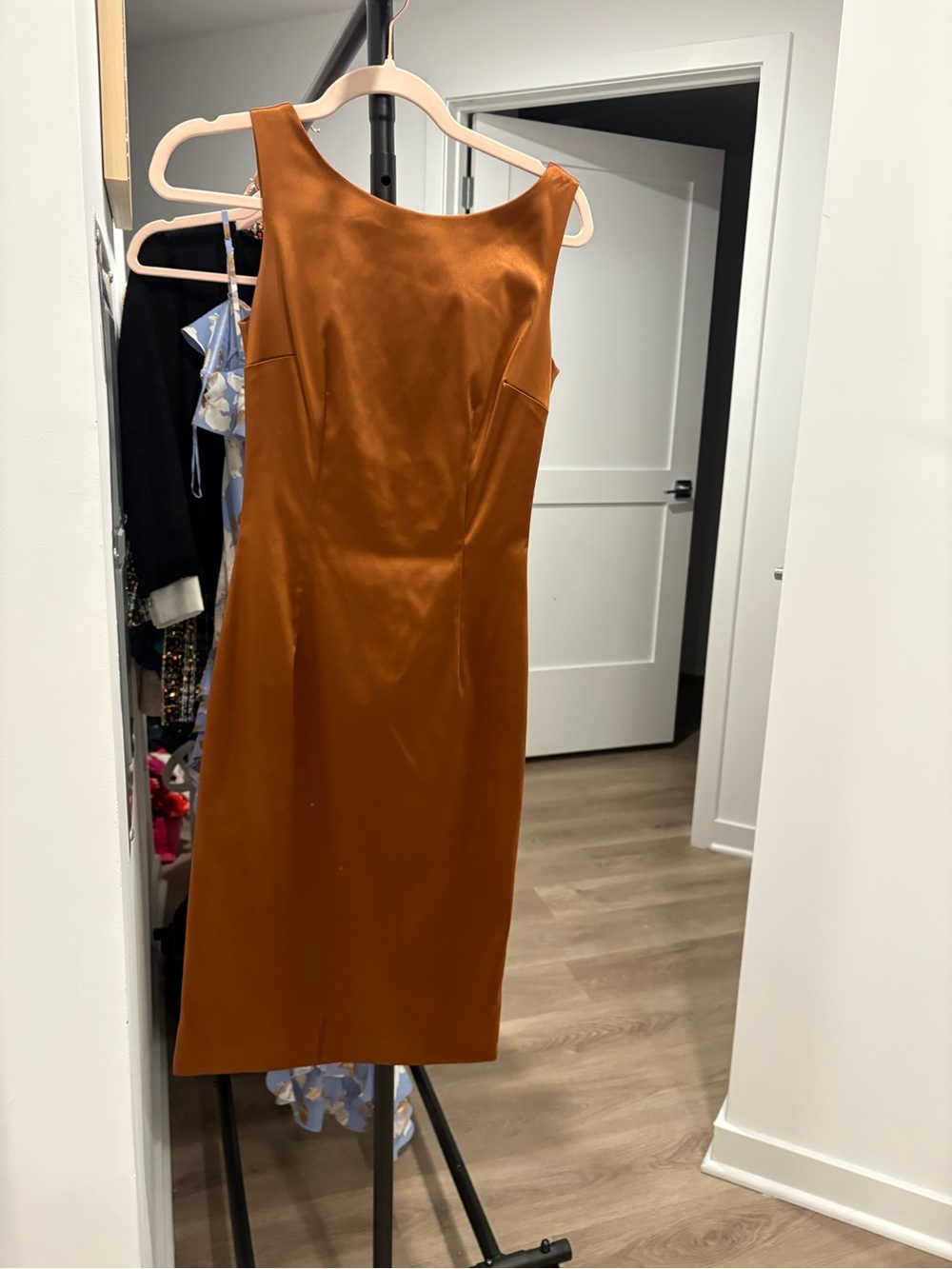 Dolce & Gabbana Copper Satin Midi Dress bodycon - Picture 2 of 8